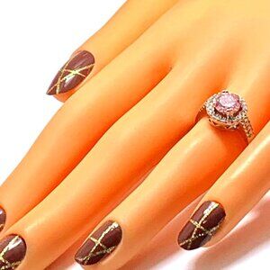 Antique Design 3.00ctw Pink Topaz & Domonique Diamond Ring